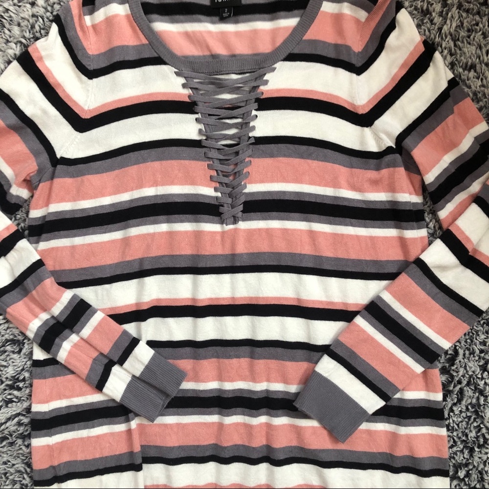 TORRID Multi Striped Long Sleeve Strappy Top 2X